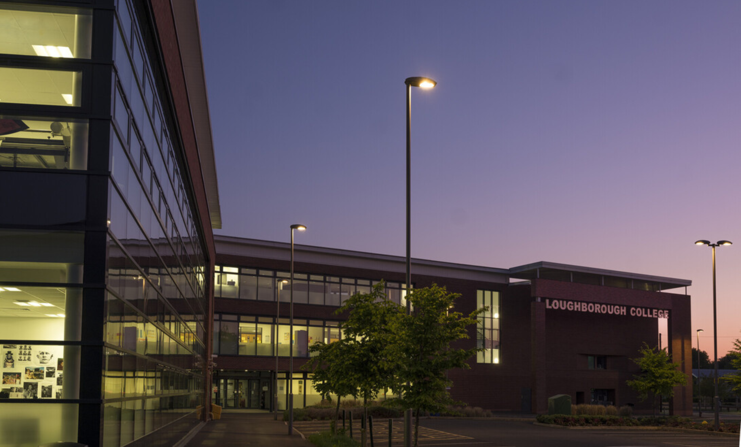 Loughborough College at night