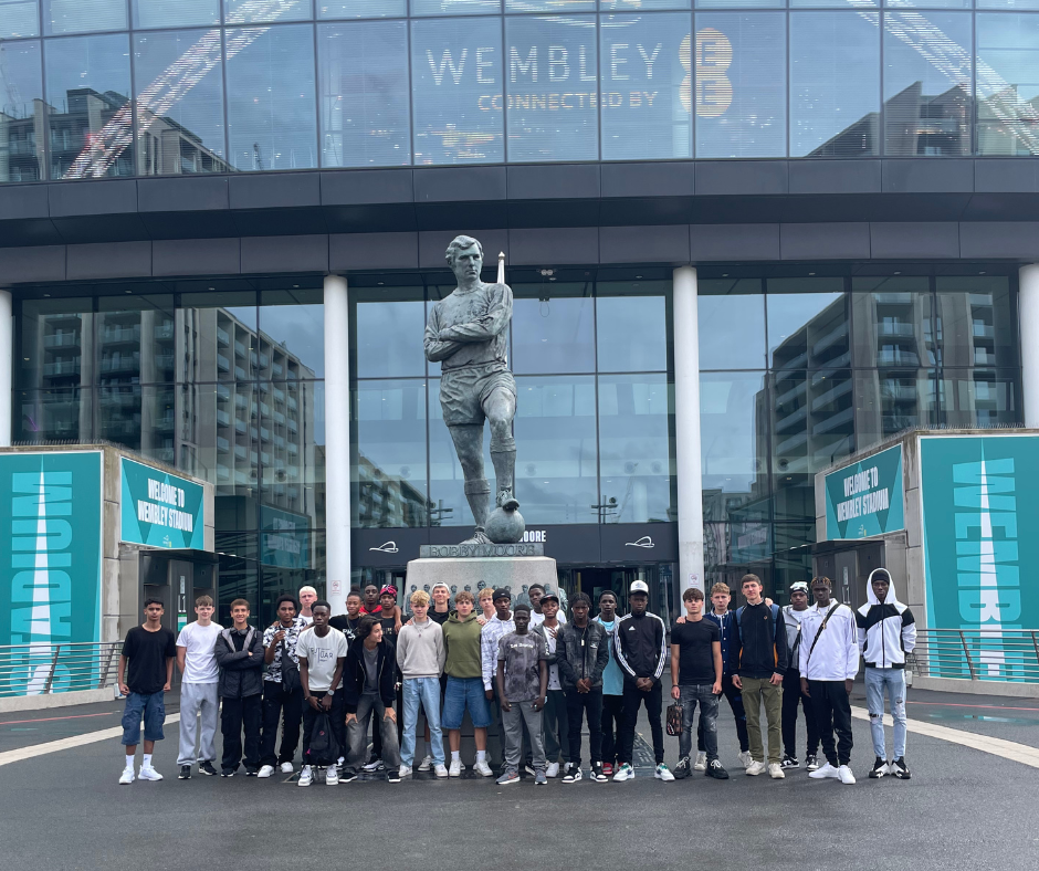 A photo of our summer camp players at Wembley stadium